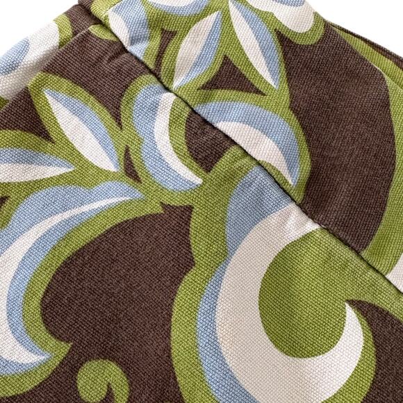 VTG Talbots Retro Swirl Capri Pants Green Blue Brown Cotton Stretch Y2K Funky 6P - Picture 2 of 6